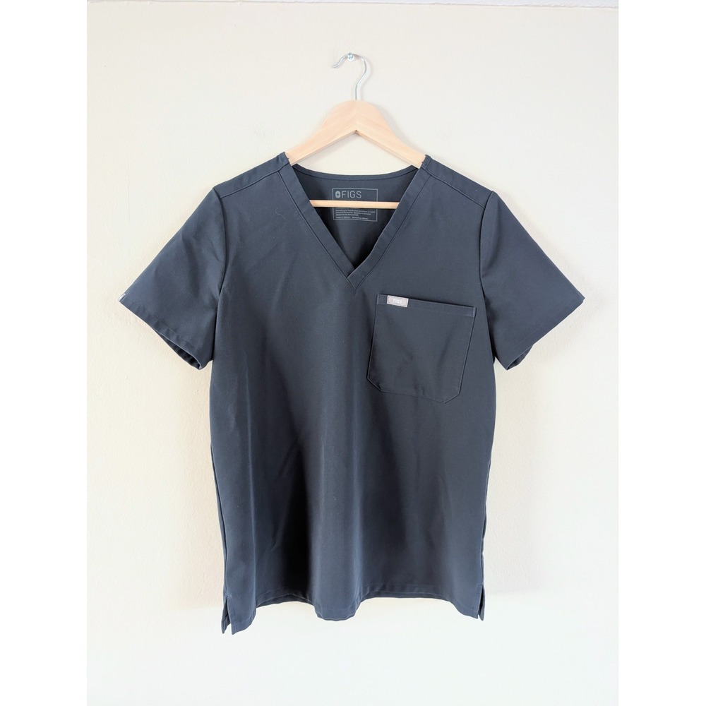 Midnight Blue FIGS Scrub Top Women M V-Neck Pocket Healthcare Medical Uniform